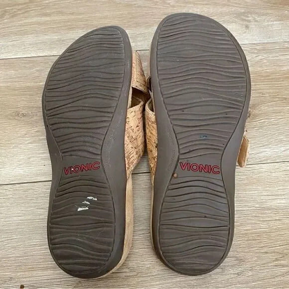Vionic Cork‎ Cross Strap Orthopedic Slide Sandals – Women’s Size 6 - Picture 4 of 6